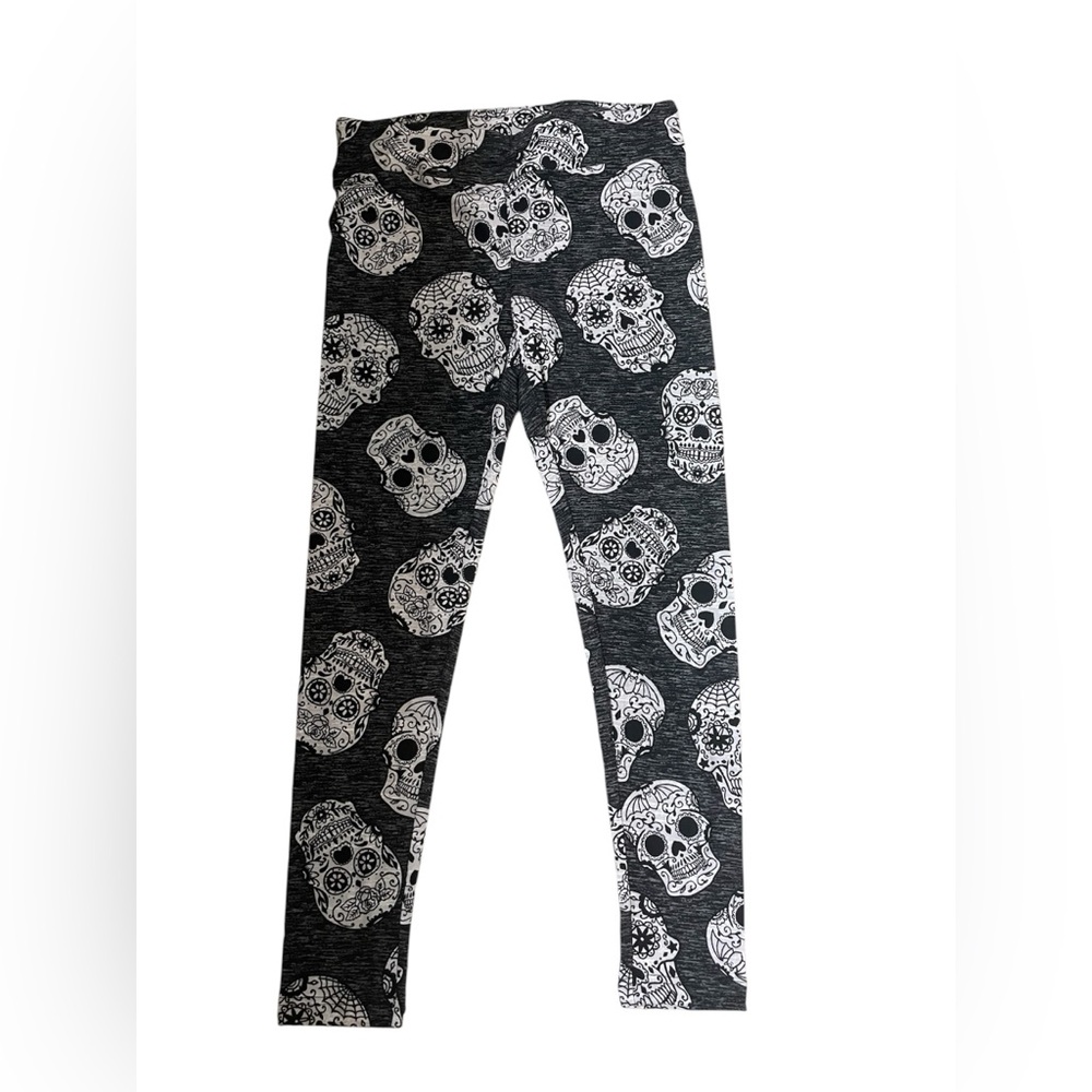 Skull‎ Print Leggings - Black and White
